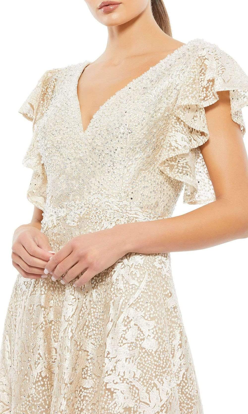 20310 Flutter Sleeves A-Line Dress