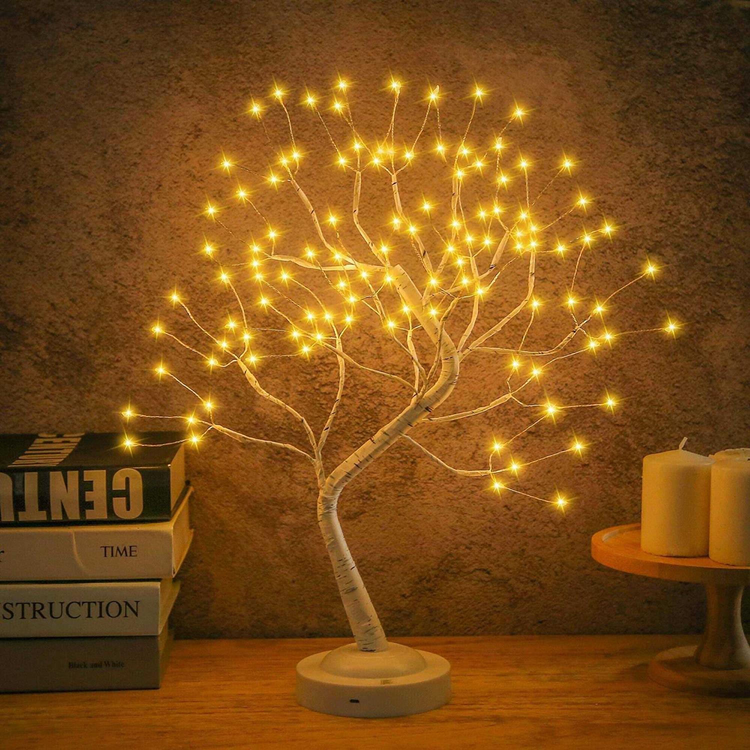 Tabletop Bonsai Tree Light,108L LED Tree Lamp,Fairy Light Tree with 8 Modes & 6 Hrs Timer,Artificial Tree with Lights USB & Battery Operated,Lighted