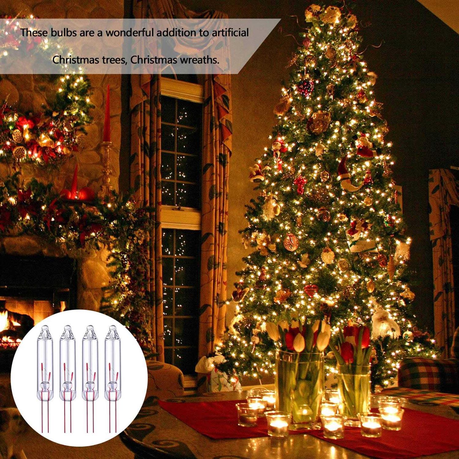 Acedining Christmas Replacement Mini Light Bulbs Mini 2.5 Volt Replacement Light Bulbs for Christmas Trees Decorative Light Supplies