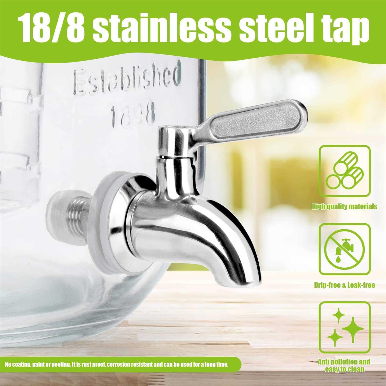 1 Gallon Glass Drink Dispensers For Parties 2PACK.Beverage Dispenser,Glass Drink Dispenser With Stand And Stainless Steel Spigot 100%