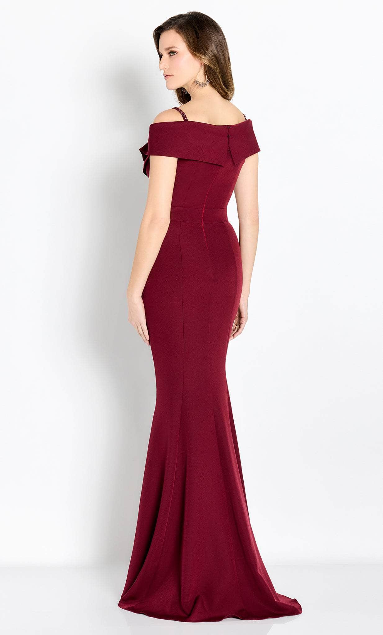 Pleated Off Shoulder Evening Gown