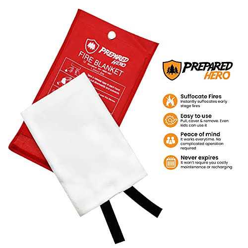 Prepared Hero Extra Large Emergency Fire Blanket Extra Large Fire Suppression Blanket for Kitchen