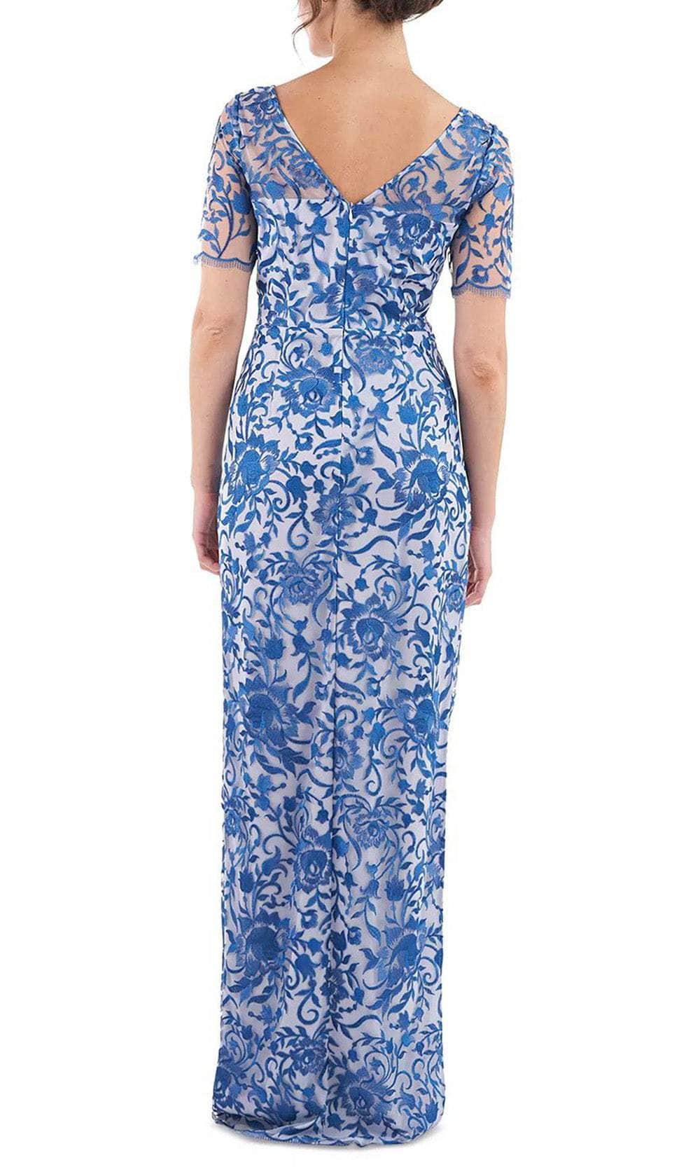 Bateau Side Slit Evening Gown