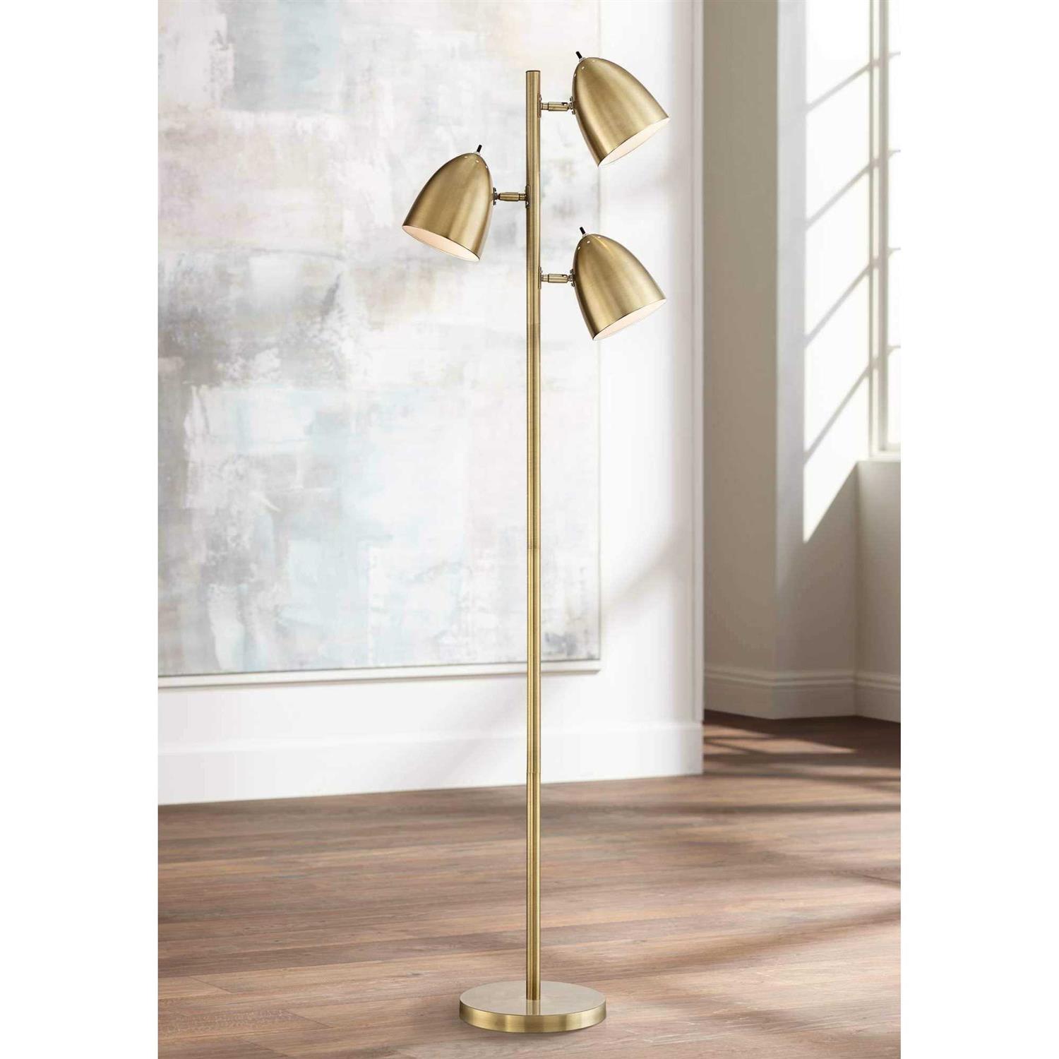 360 Lighting Aaron Aged Brass 3-Light Floor Lamp