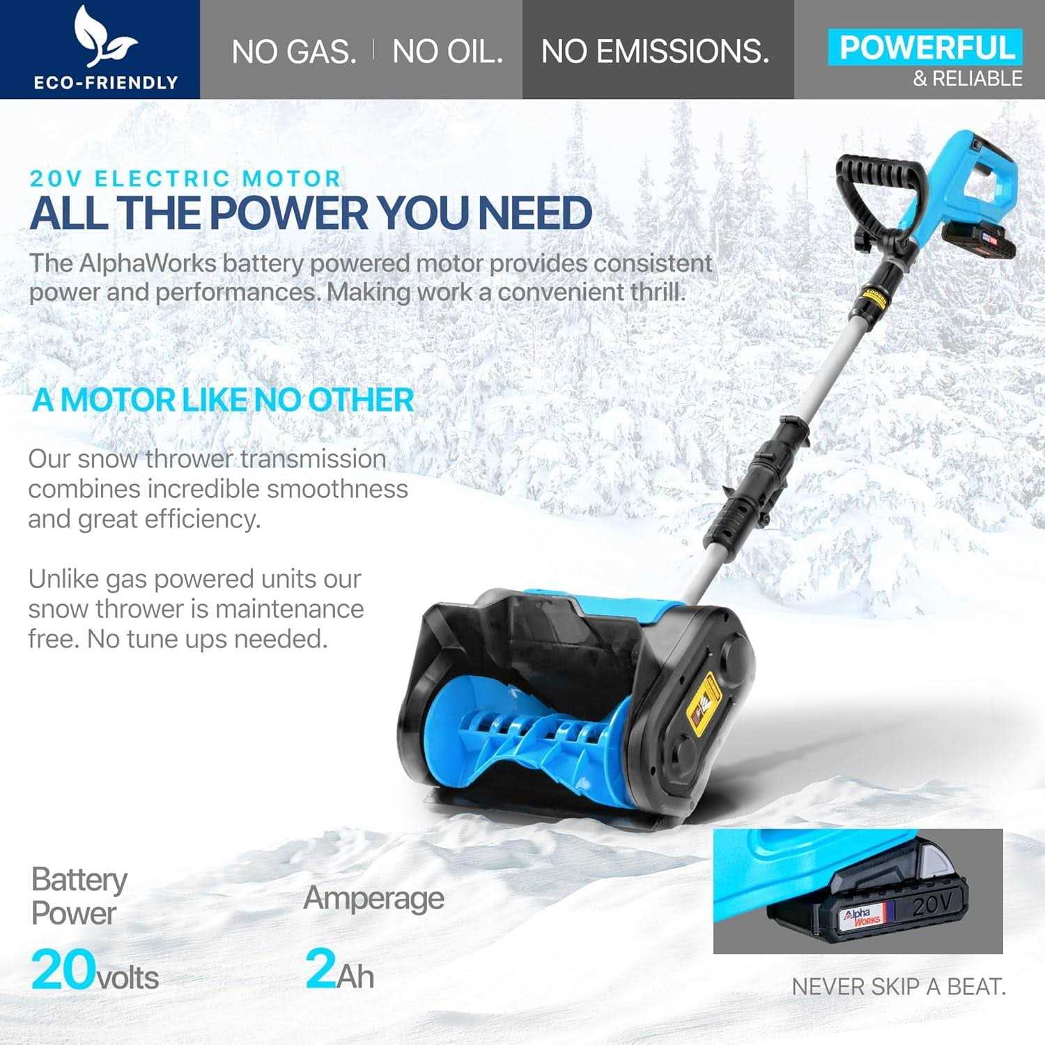 Alphaworks Portable Electric Snow Thrower & Shovel GUT054