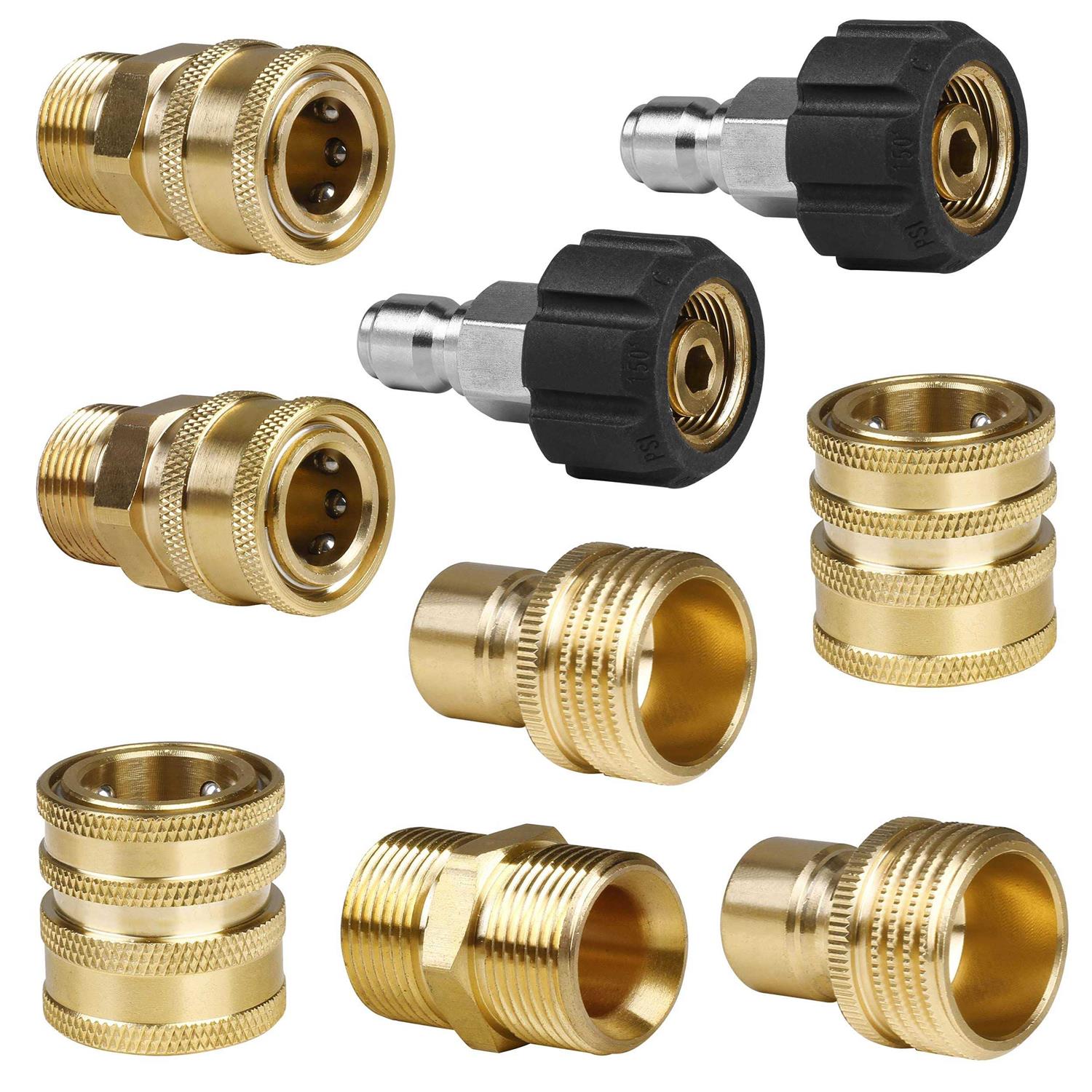 Wojet Pressure Washer Adapter Set Quick Disconnect Kit M22 Swivel To 3/8&” Quick Connect