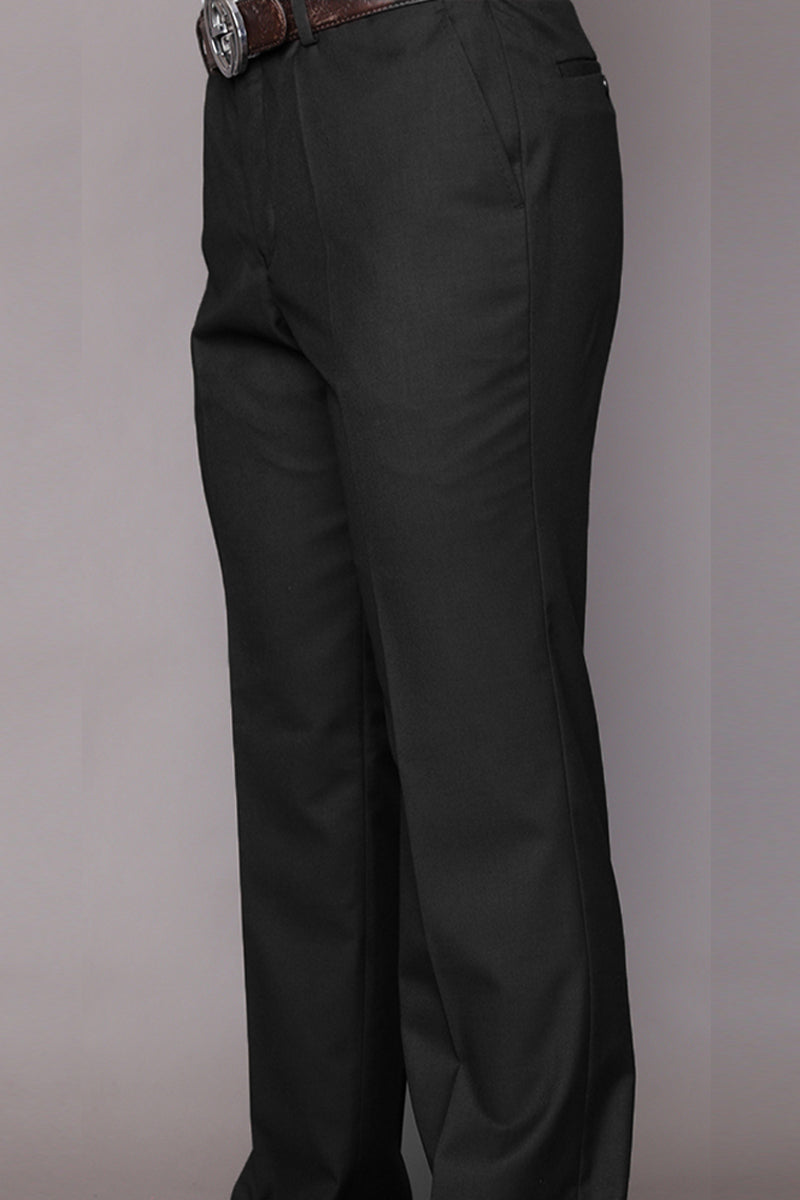 Men’s 100% Wool Modern Fit Flat Front Dress Pant in Black