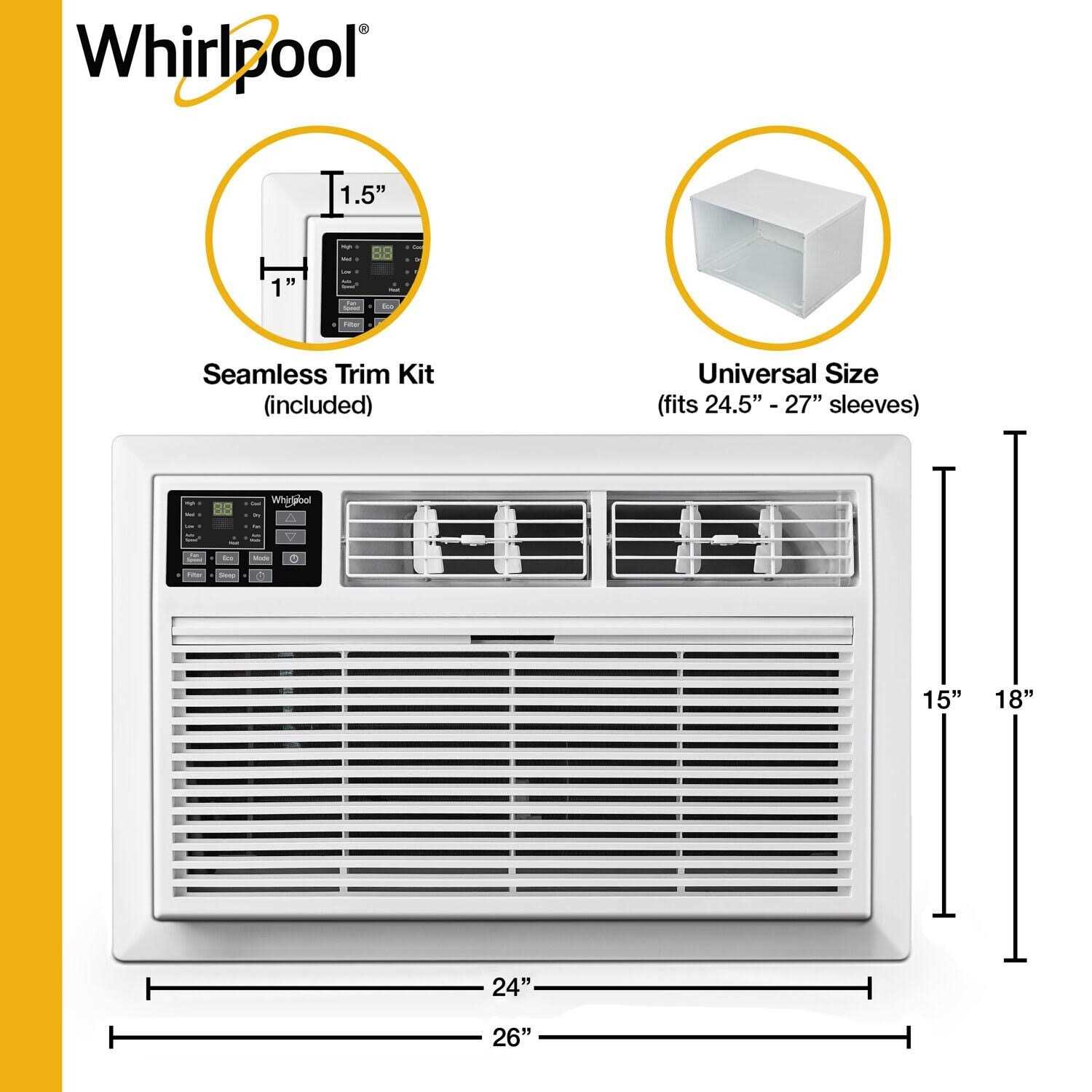 Whirlpool 10,000 BTU 230V Through-the-Wall Air Conditioner with Remote Control WHAT102-2BW