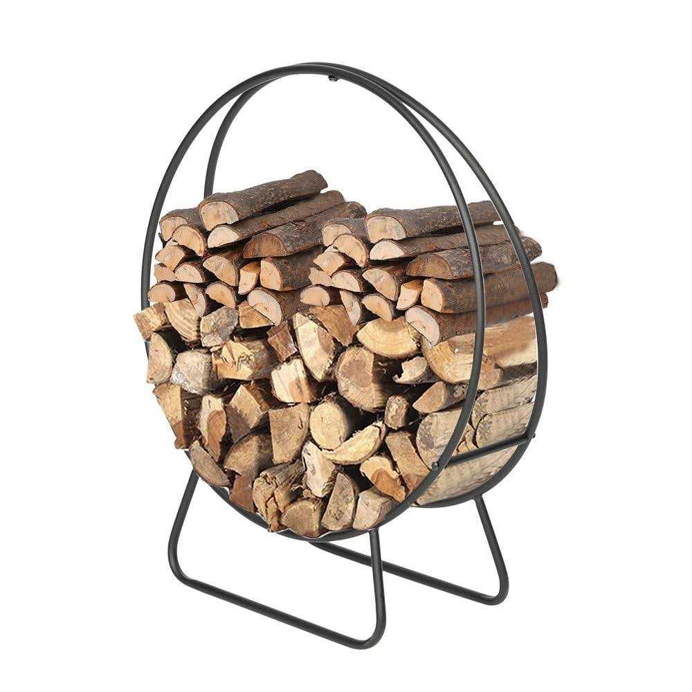 Zimtown 24 Inch Steel Firewood Log Hoop Rack Round Wood Storage Holder