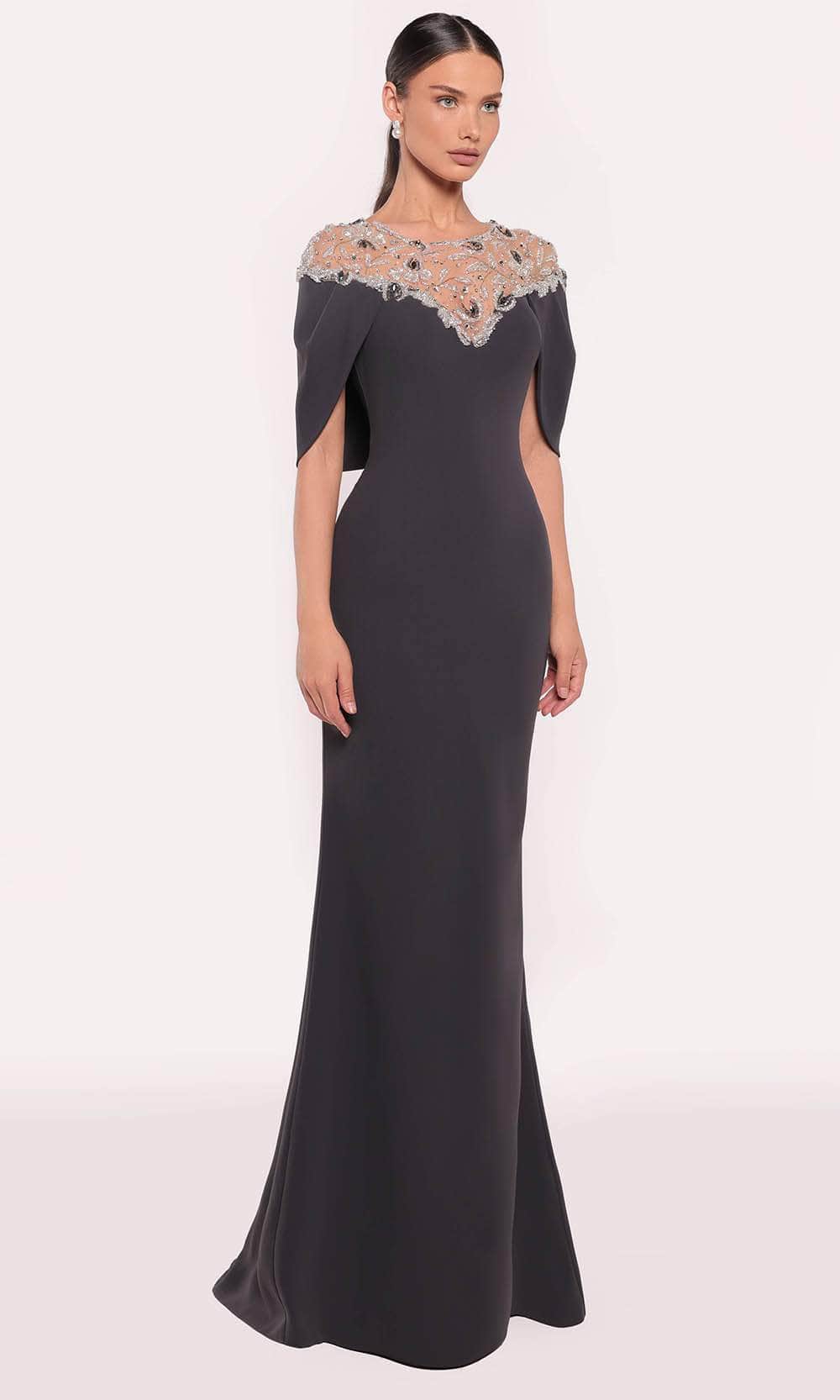 Beaded Yoke Long Gown