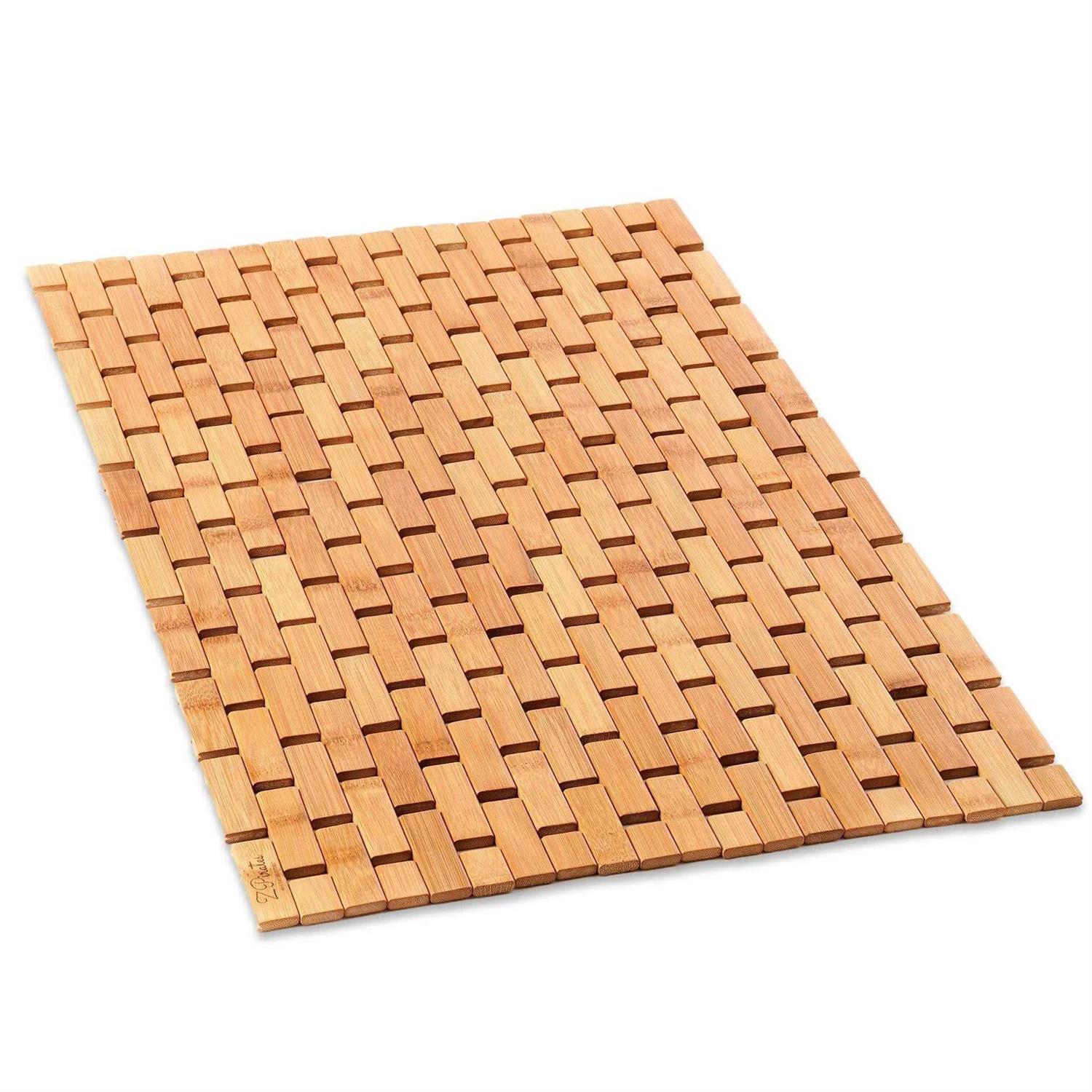 Zpirates Bamboo Bath Mat for Bathroom Wooden Bathmat Sauna Spa Steps Decor and Accessories