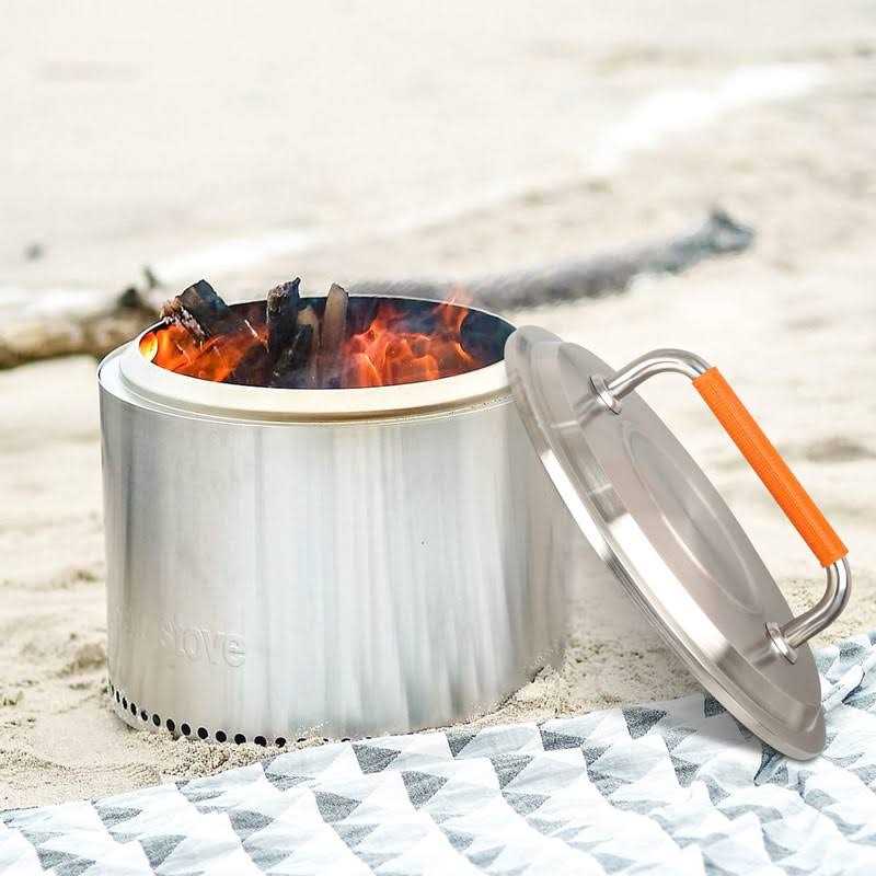 Fire Pit Lid Accessory for Bonfire Fire Pit Burly Grill 20 inch Lid 304 Stainless Steel with Heat Resistant Handle for Solo Stove Bonfire 19.5