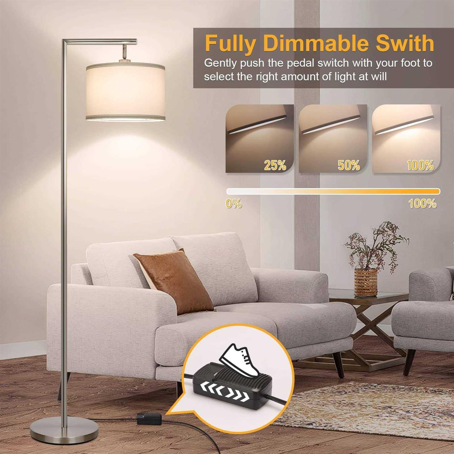 Boncoo Floor Lamps for Living Room Standing Lamp Tall with Adjustable Silk Shade