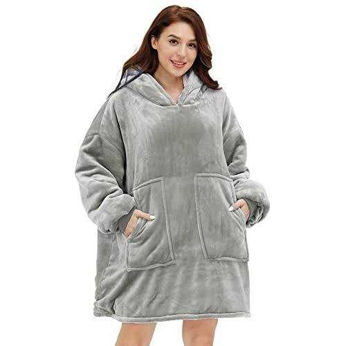 Aemicion Oversized Wearable Blanket Sherpa Blanket Hoodie Soft Warm Hooded Sweatshirt Hoodie Blanket