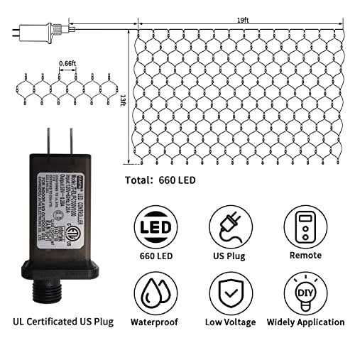 ZAIYW Large Net Lights Outdoor Mesh Lights 660 LED Fairy Net Lights Plug