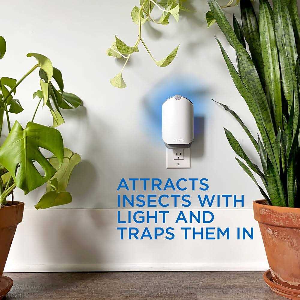 Zevo Flying Insect Fly Trap (1 Device + Refill) Featuring Blue And UV Light To Attract Flying Insects, White