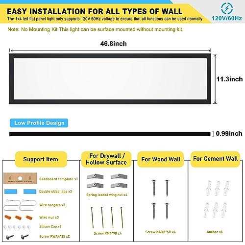 Aikvsxer 1×4 Led Flat Panel Light CPANL Surface Mount Led Ceiling Light Black