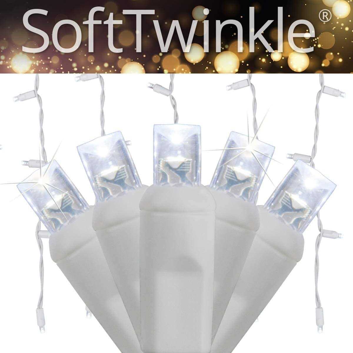 Wintergreen Lighting 70 5mm Cool White SoftTwinkle LED Icicle Lights