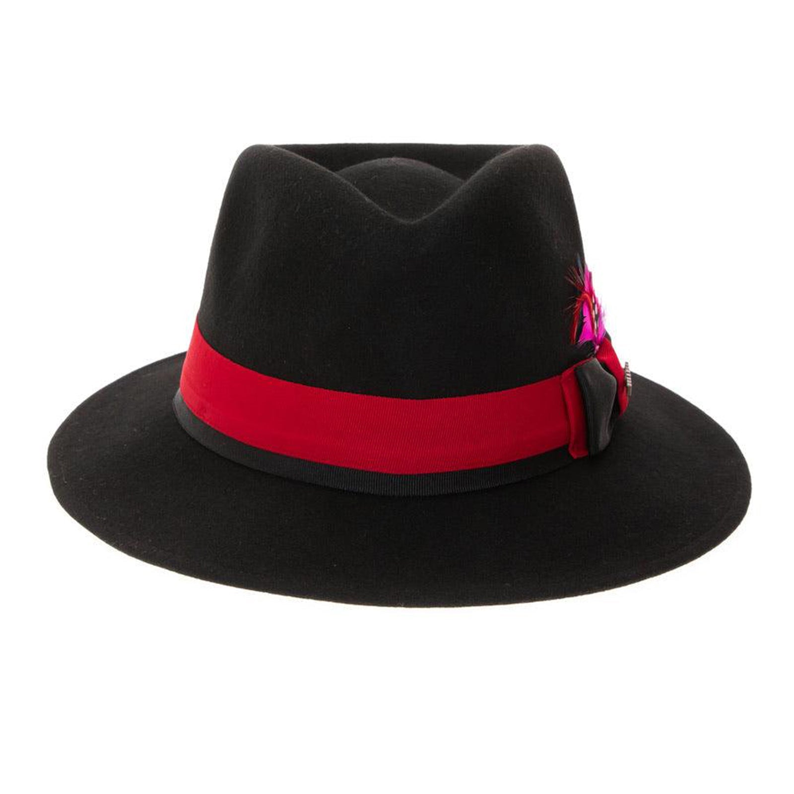 Men’s Classic Two Tone Fedora Dress Hat in Black & Red