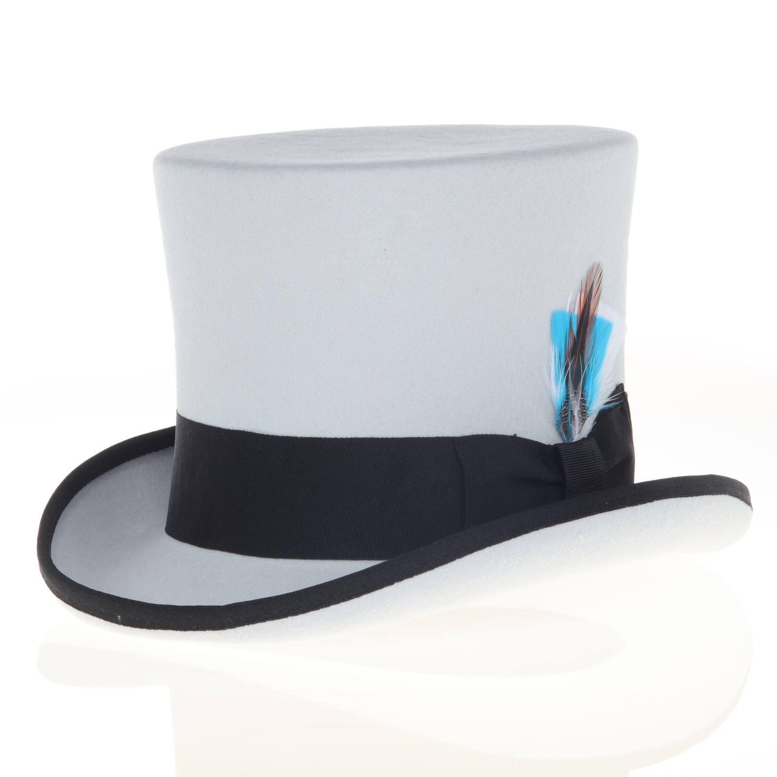 Men’s Tall 100% Wool Dress Top Hat in Grey & Black