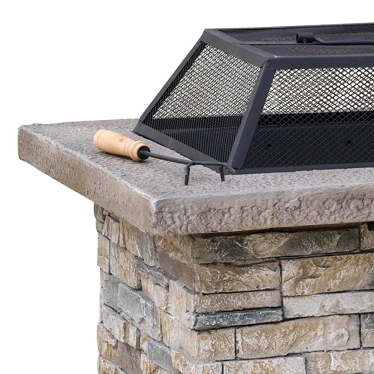 Noble House Crestline Outdoor Lightweight Concrete Wood Burning Fire Pit