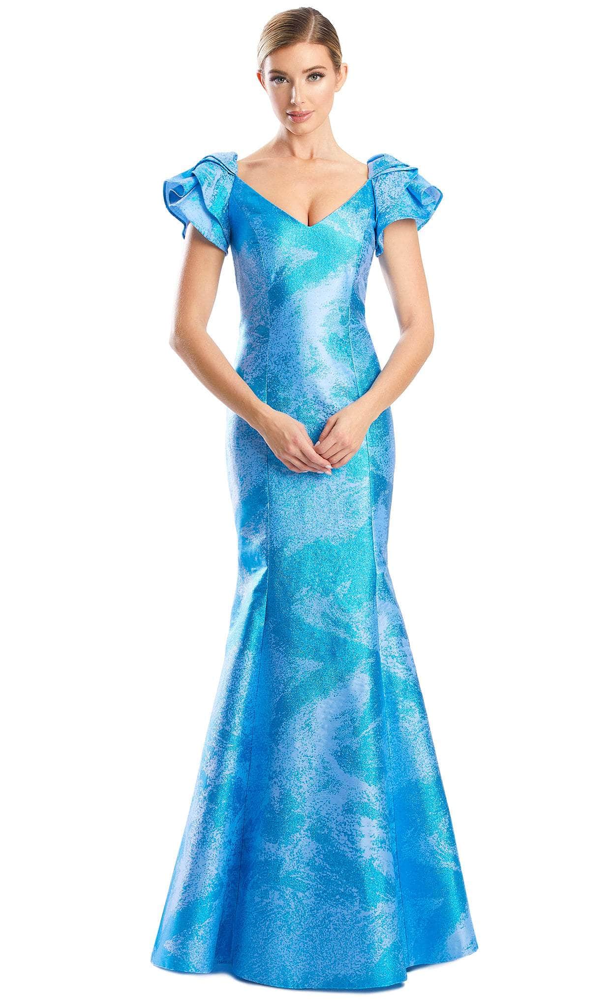 Layered Sleeve Trumpet Long Gown