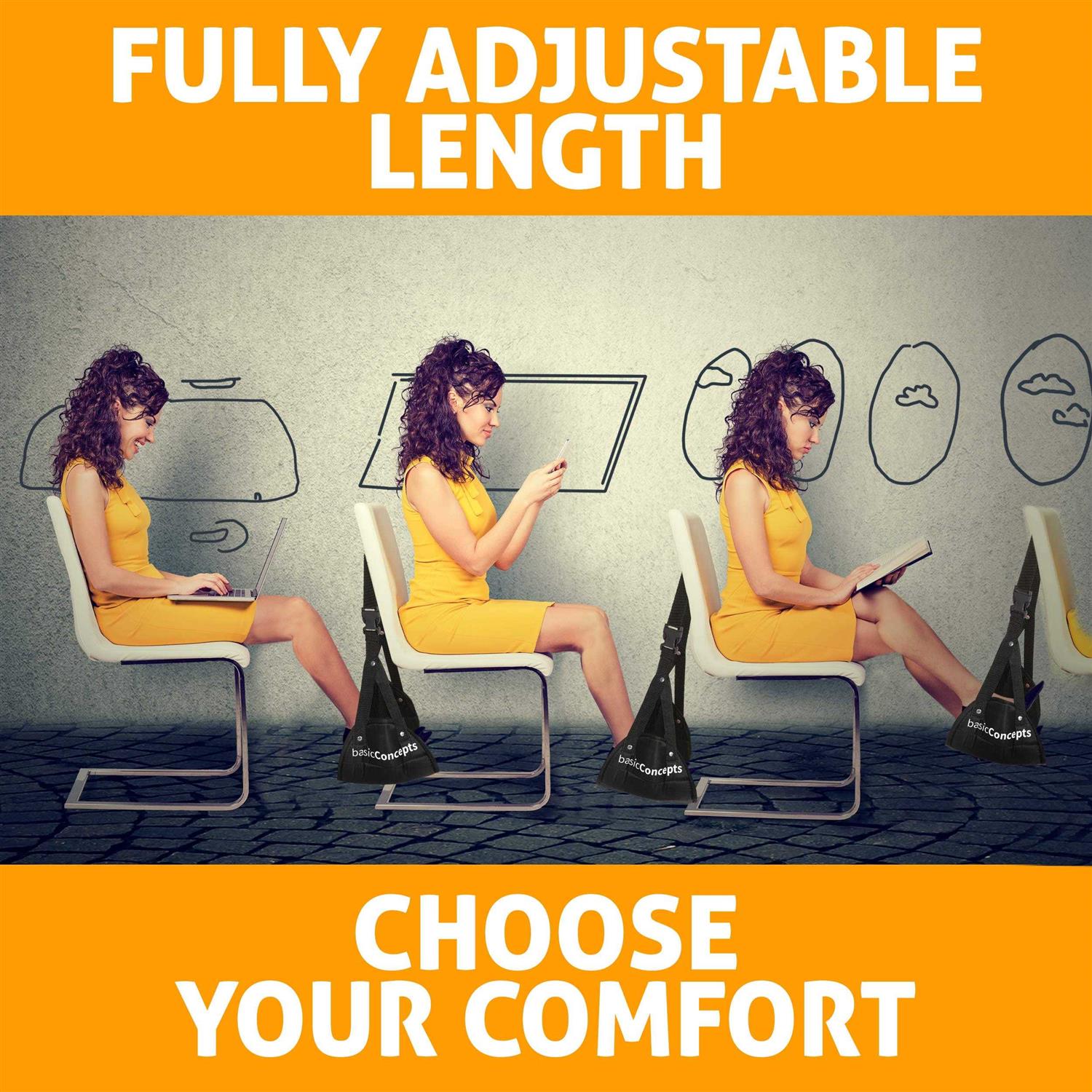 Basic Concepts Airplane Foot Hammock Perfect Airplane Footrest to Relax Your Feet