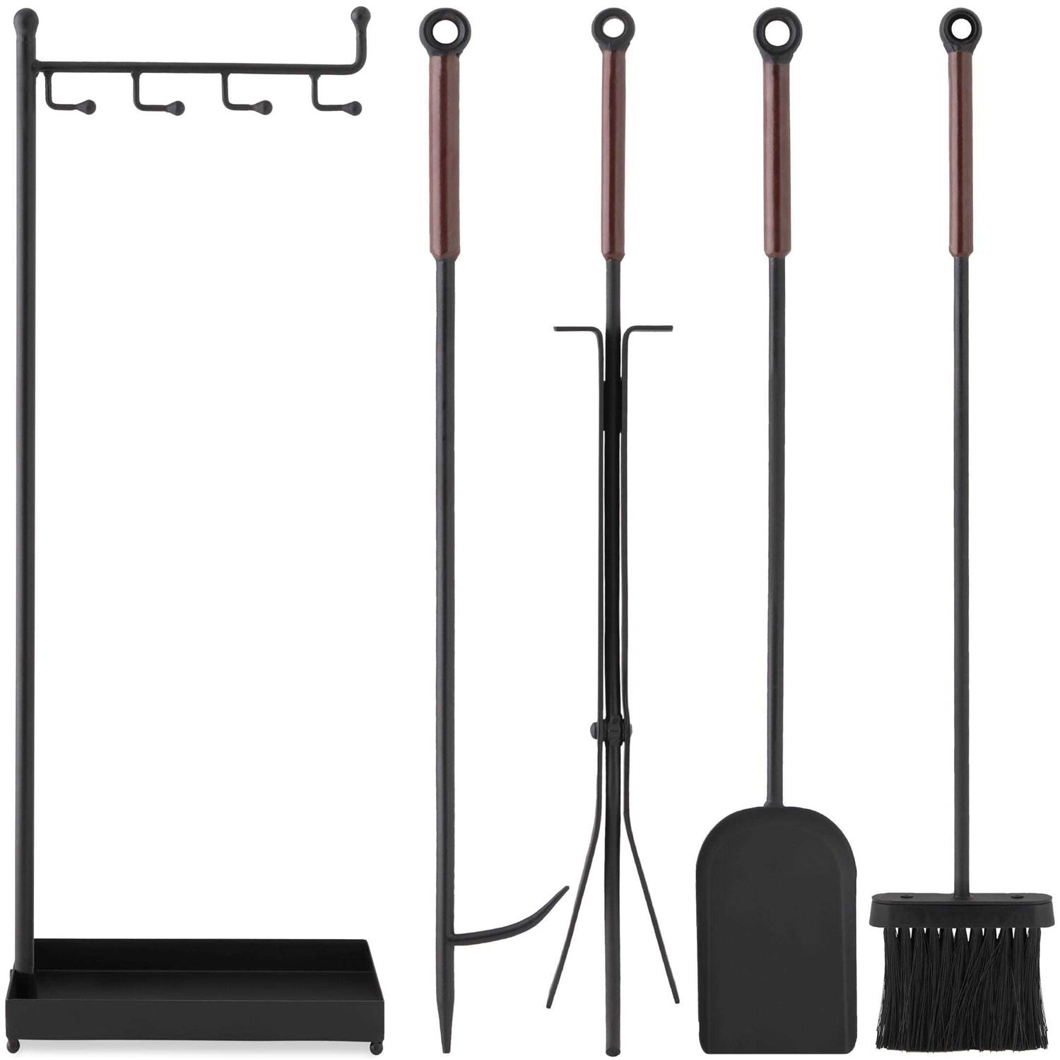 Best Choice Products 5-Piece Modern Contemporary Indoor Outdoor Antique Fireplace Tool Set w/ Ergonomic Handles