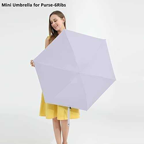 BAODINI Travel Mini Umbrella for Purse with Case-Small Compact UV Umbrella Protection Sun-Lightweight Tiny Pocket Umbrella with Case for Women