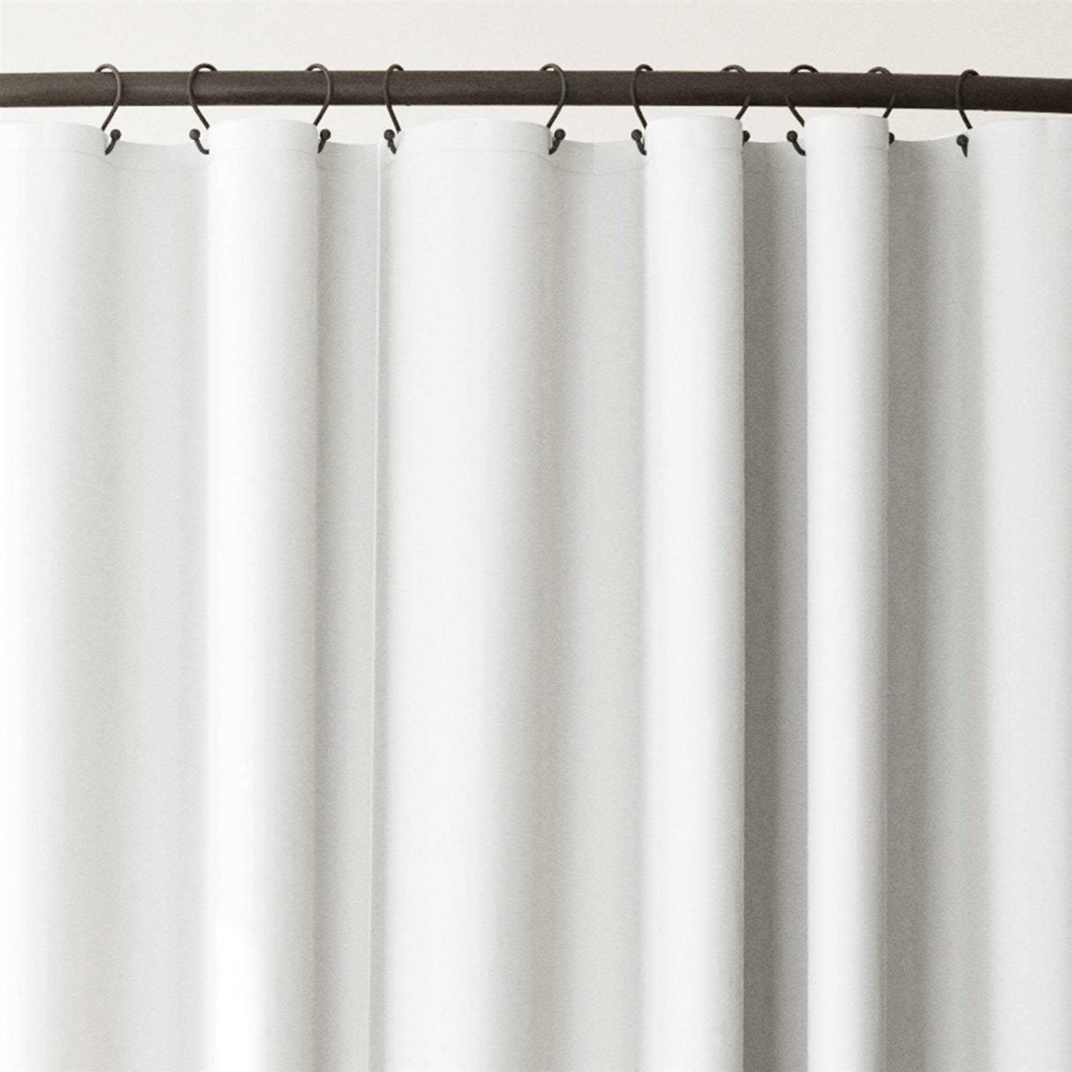 Zenna Home Recycled Cotton 100% Waterproof Fabric Shower Curtain Liner with Anti-Draft Clips