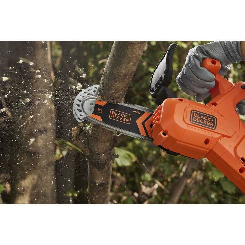 BLACK+DECKER 6 in. 20-Volt Maximum Lithium-Ion Pruning Electric Battery Chainsaw with 1.5Ah Battery and Charger