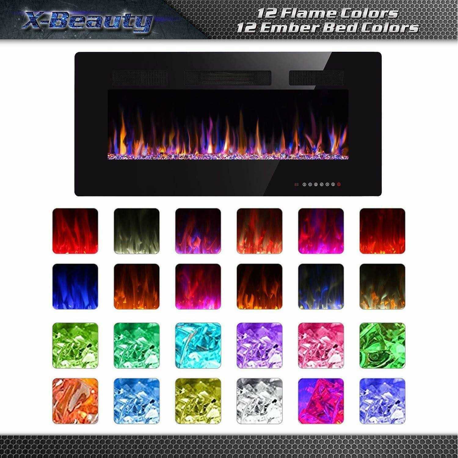 Xbeauty 50 Electric Fireplace in-Wall Recessed and Wall Mounted 1500w Fireplace Heater