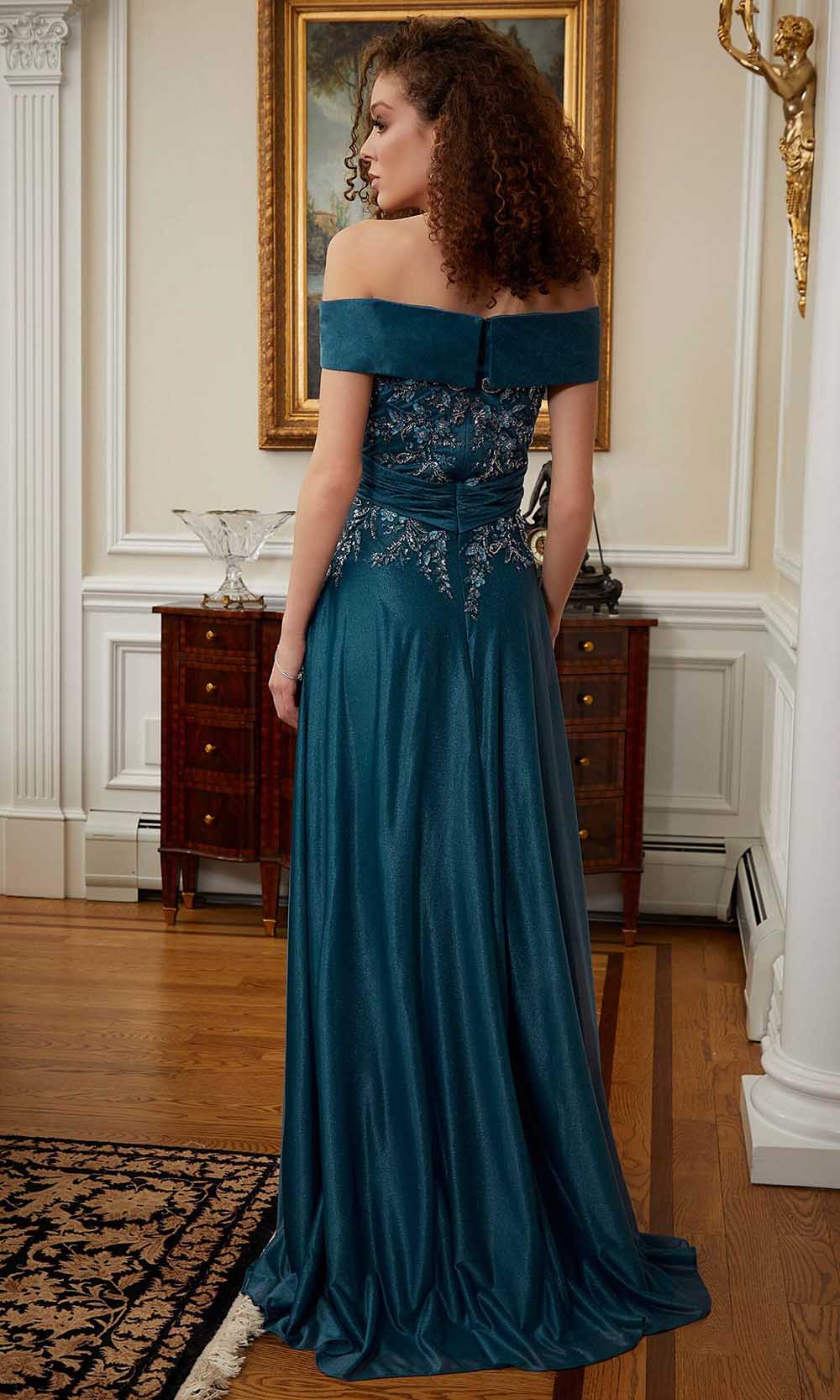 Embroidered Off-Shoulder Evening Gown