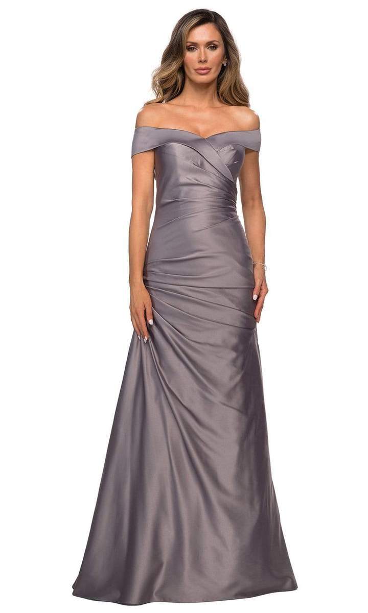 Off Shoulder Draped Satin Gown 28103SC