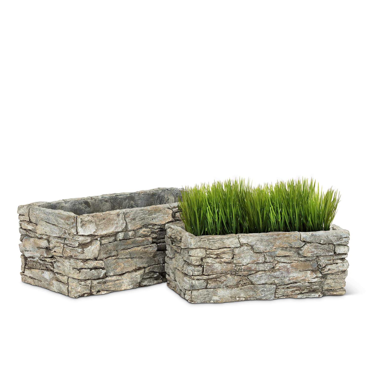 Abbott Collection 27-hadrian-633-sm sm Rect Stack Stone Planter-4×8 L