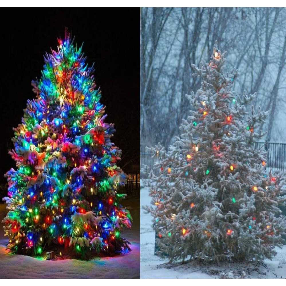 Abeja 25Ft Outdoor C7 Multicolored Ceramic Christmas Lights String Set