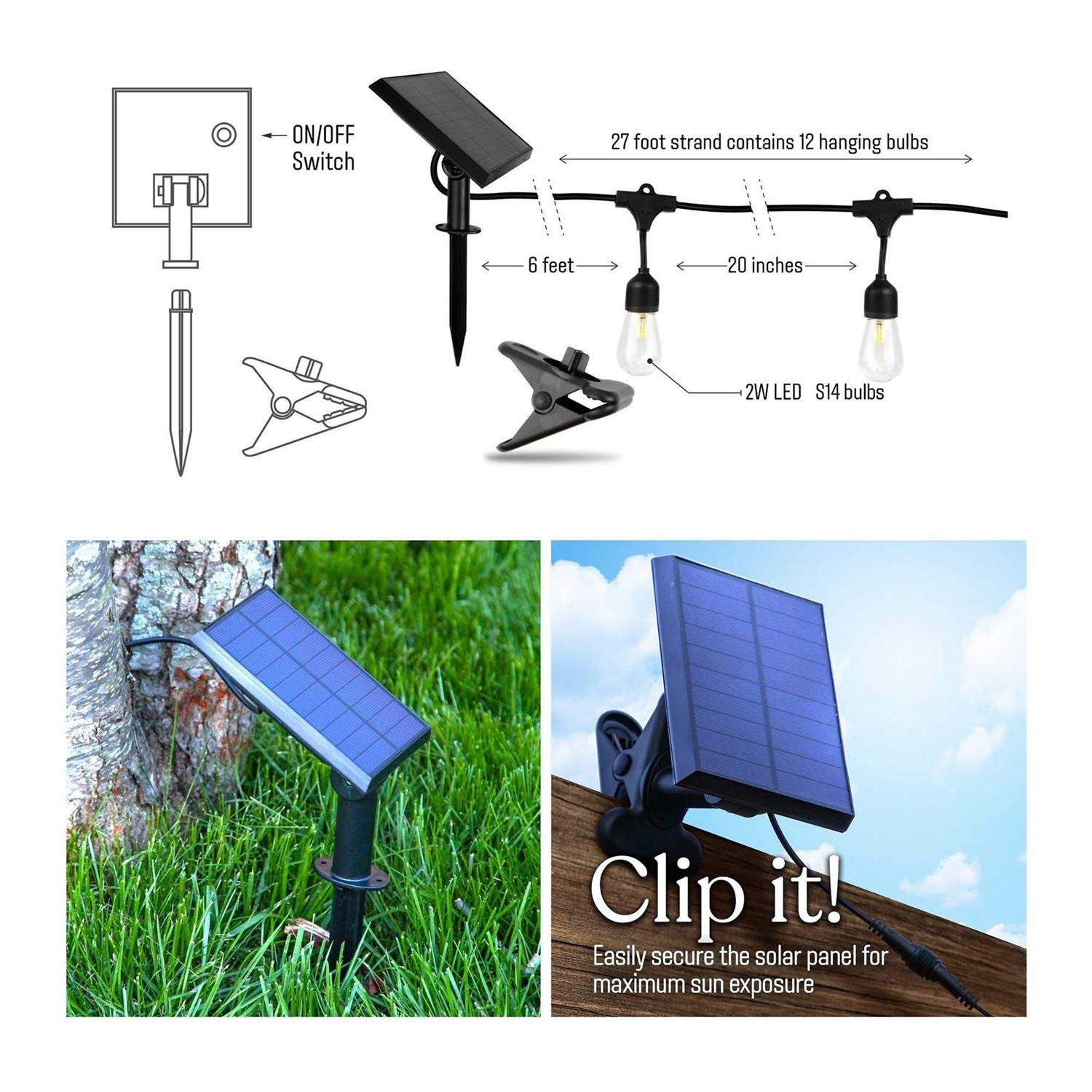 Brightech Ambience Pro Solar Power LED Edison Bulb Outdoor String Lights 27 ft