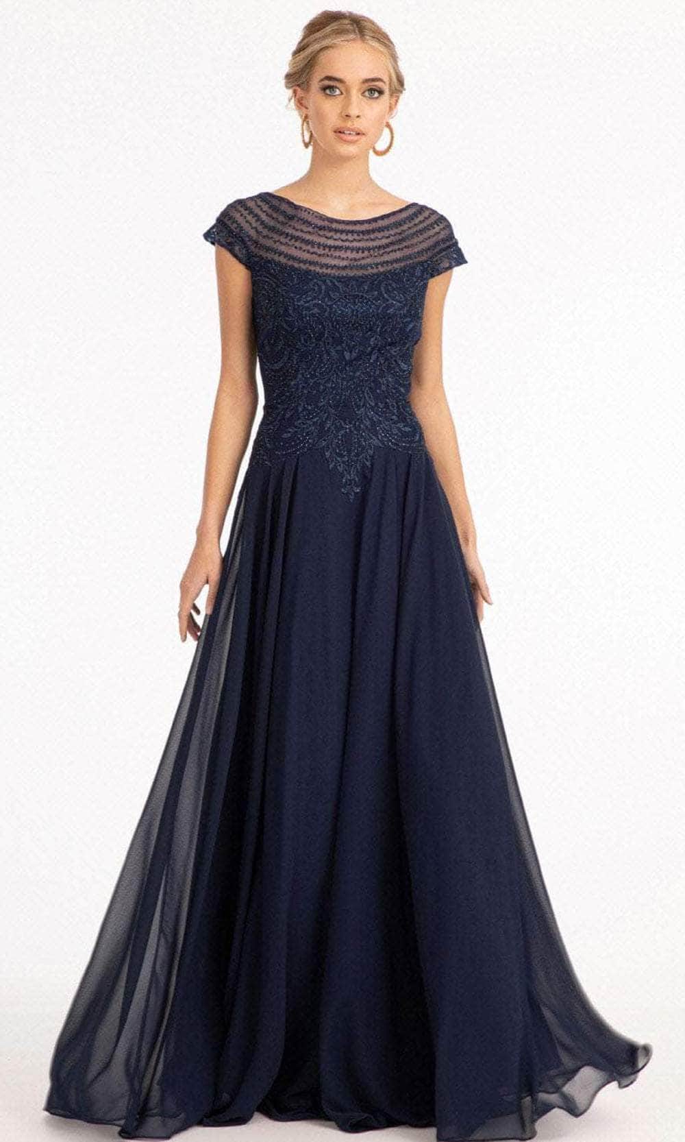 Embroidered Scoop Formal Gown