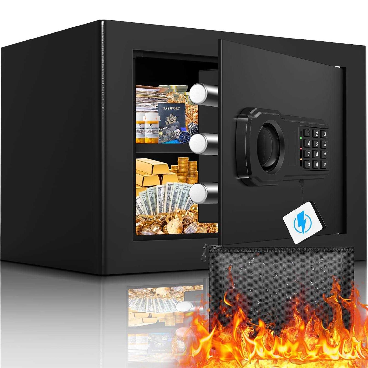 1.0 Cu ft Home Safe Fireproof Waterproof Fireproof Safe Box with Fireproof Document Bag