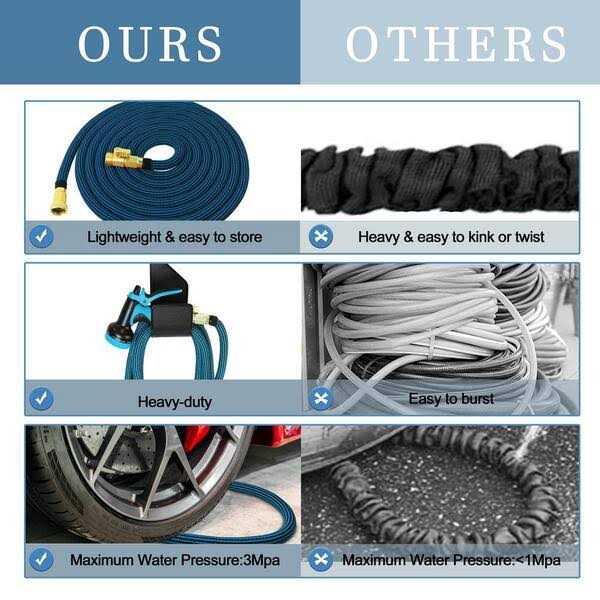 WeGuard 3/4 in. 100 ft. Expandable Garden Hose Flexible Water Hose with 10 Function Nozzle Durable 3750d Water Hose