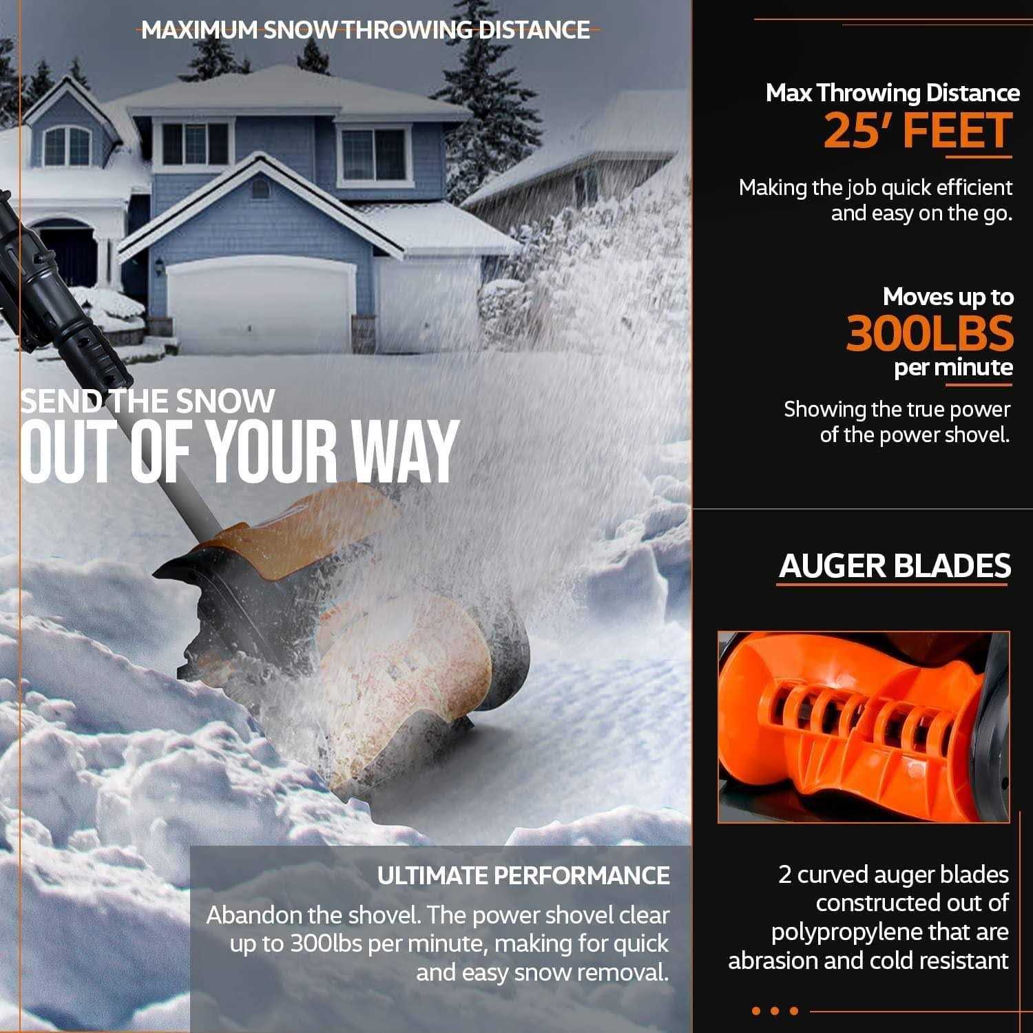 SuperHandy Electric Snow Thrower 20V 4Ah Battery GUT132