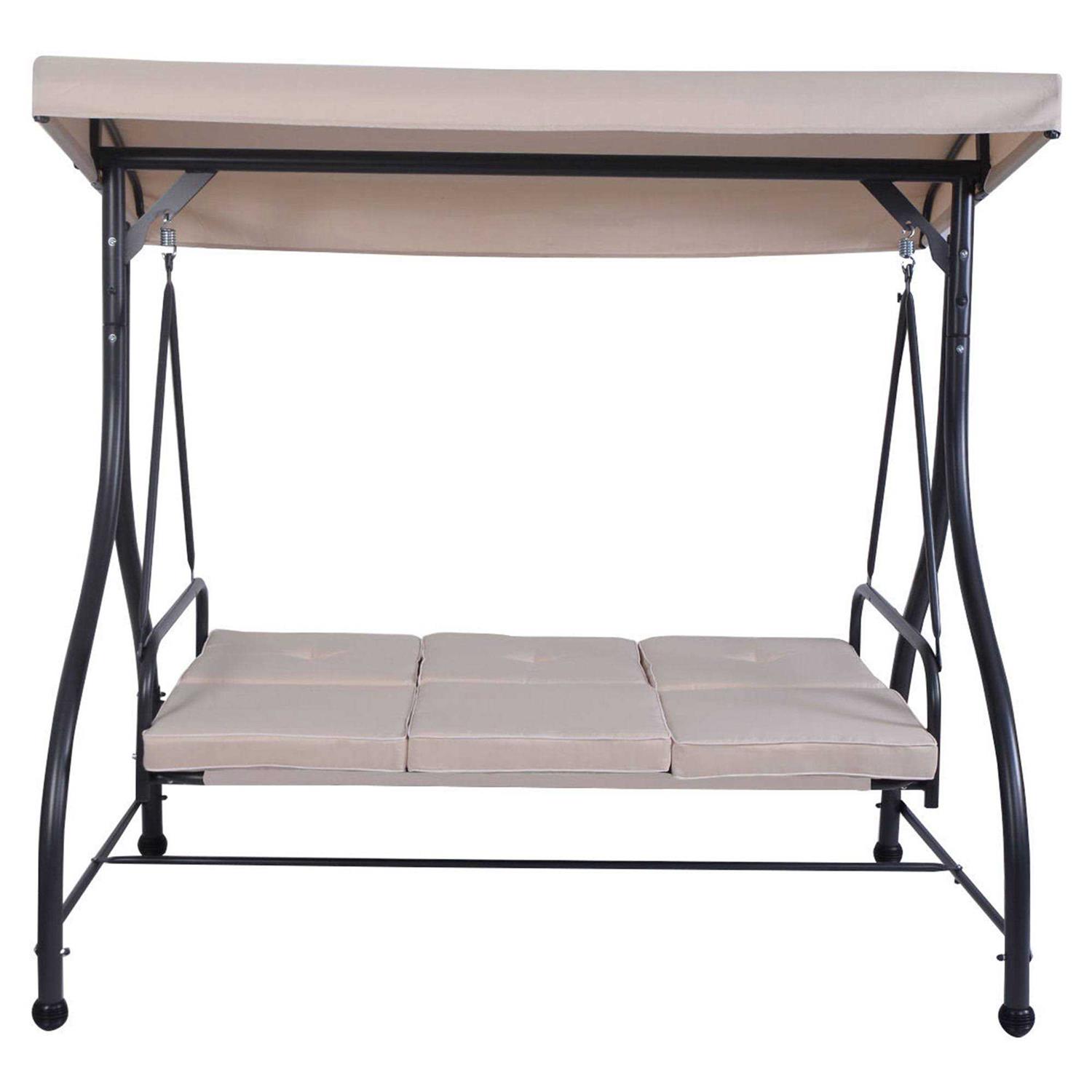 Costway Converting Outdoor Swing Canopy Hammock 3 SEATS Patio Deck