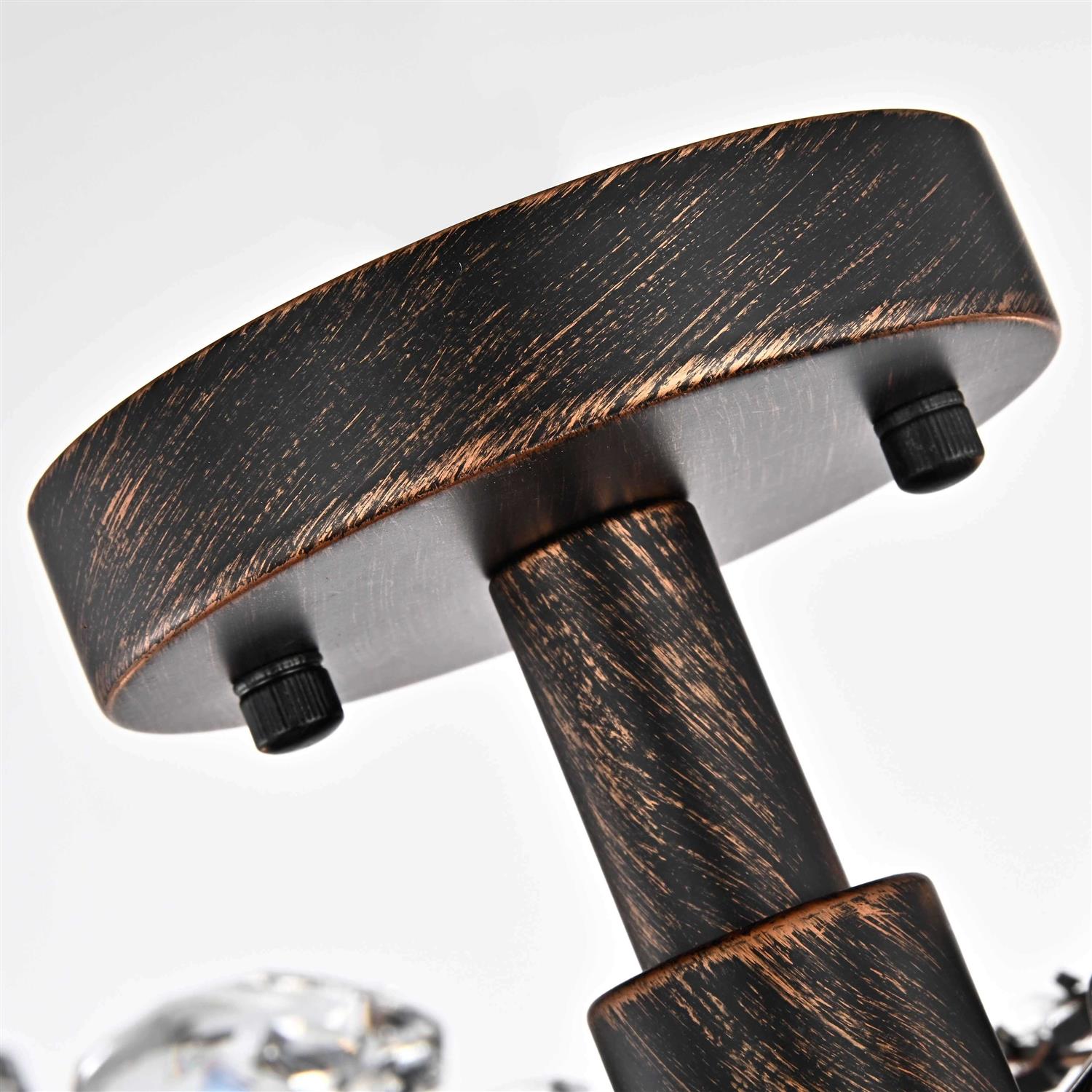 The Lighting Store Holly 4-Light Antique Copper Crystal Leaves Flush Mount