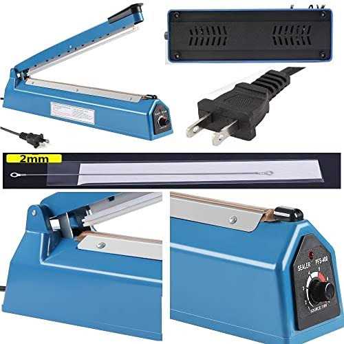 Impulse Heat Sealer Manual Bags Sealer Heat Sealing Machine 8 Inch Impulse Sealer Machine for Plastic Bags PE PP Bags with Extra Replace Element Grip