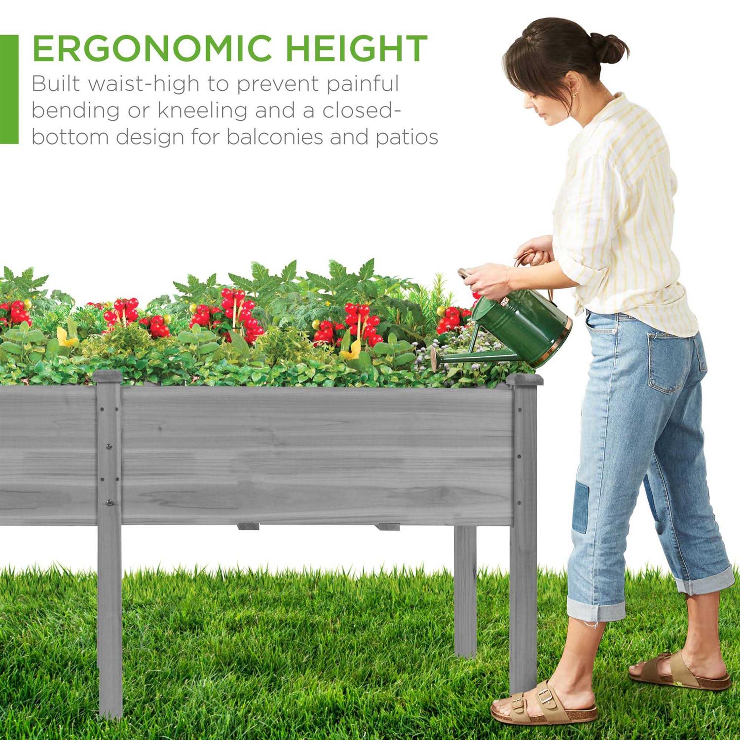 Best Choice Products Raised Garden Bed Elevated Wood Planter Box