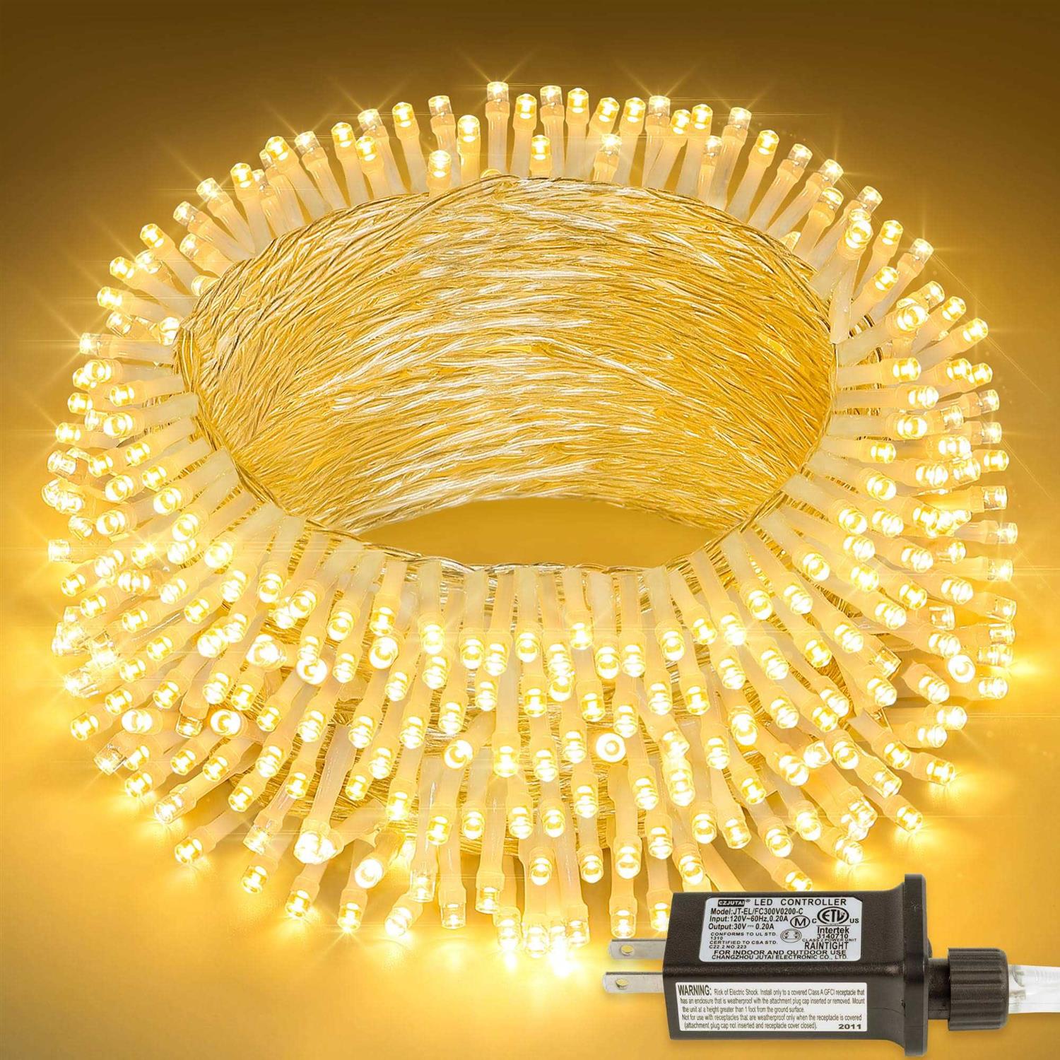 YOUNGAR 98FT 200 LED White Lights 8 Modes White Christmas Lights Outdoor