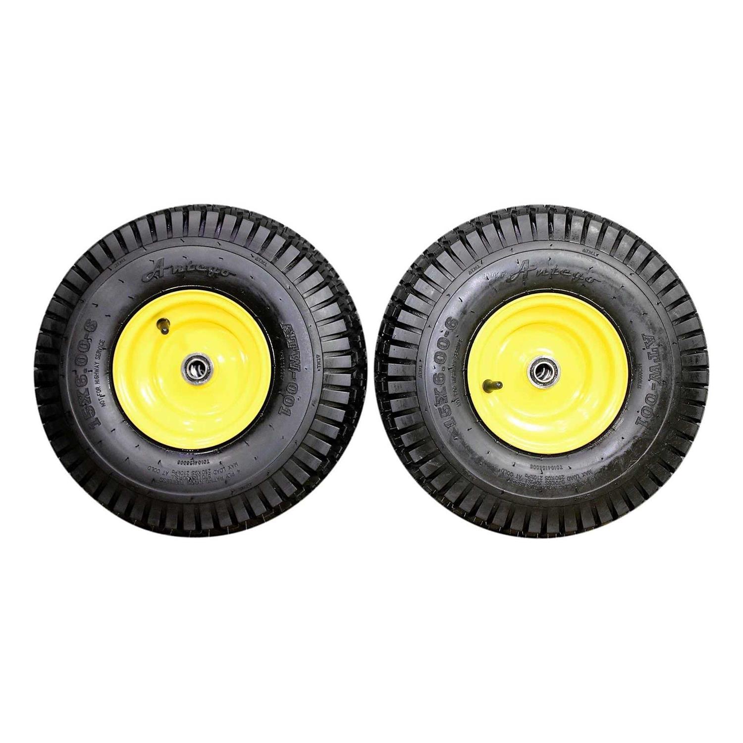 Antego Tire & Wheel 15×6.00-6 Tires & Wheels 4 Ply for Lawn & Garden Mower Turf Tires .75 Bearing