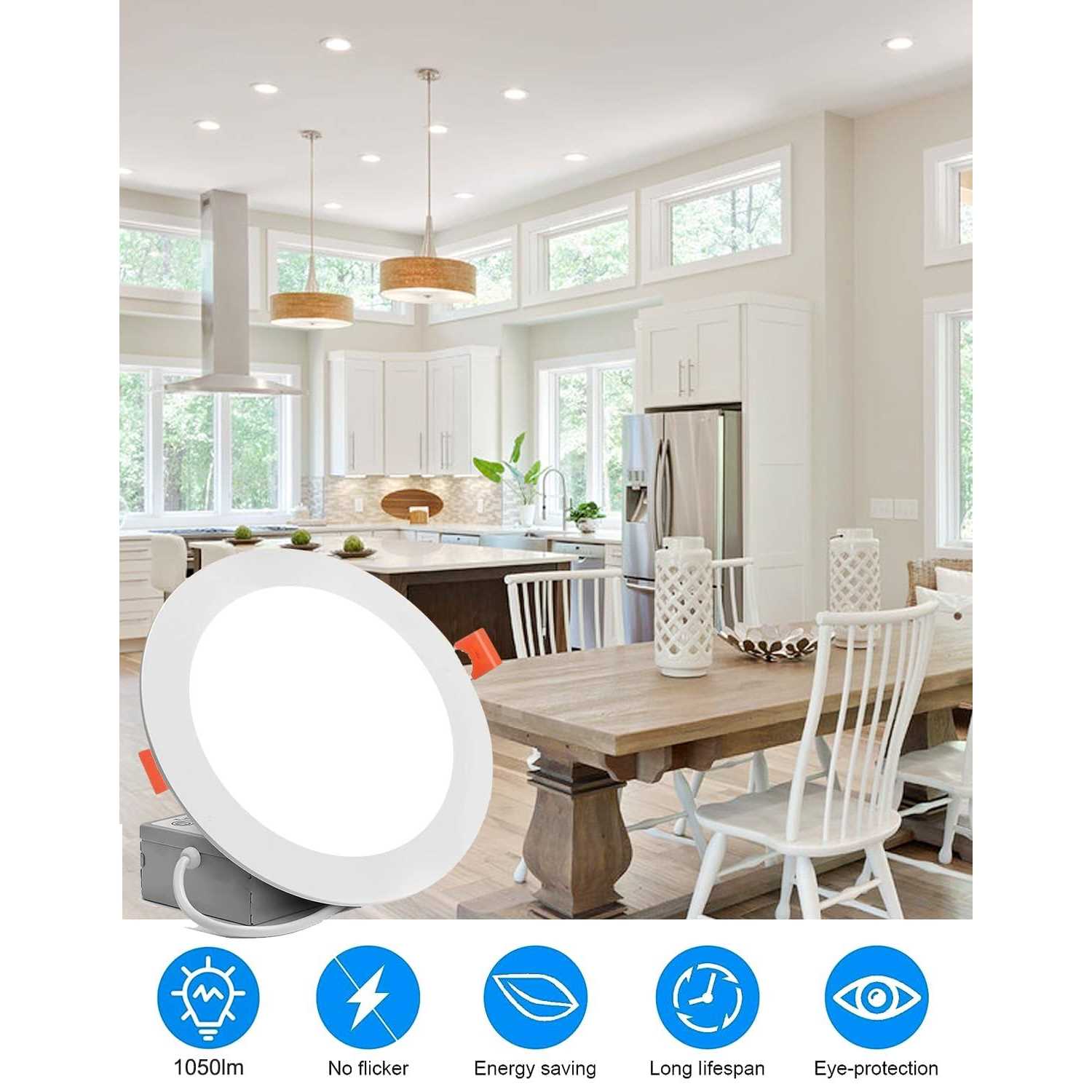 12 Pack recessed lighting 6 inch,led ceiling lights 6 inch with Junction Box