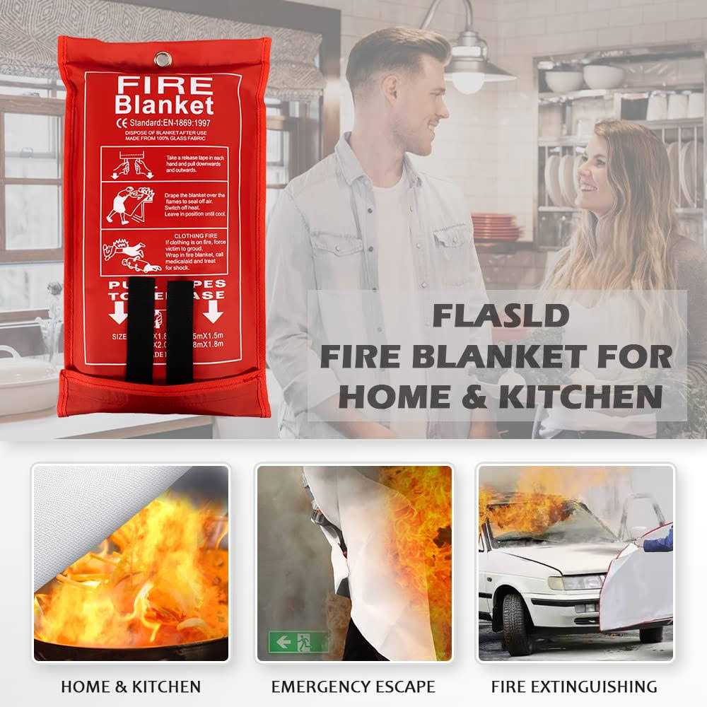 FLASLD Fire Blanket for Home and Kitchen, Fiberglass Fire Blankets Emergency for People, Flame Retardant Protection and Heat Insulation