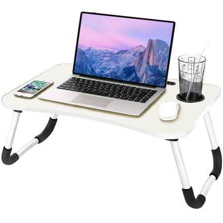 Soontrans Foldable Laptop Lap Desk for Bed Adjustable Breakfast Tray Table with Holder Slots